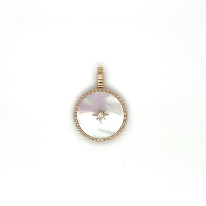 9ct Yellow Gold Mother of Pearl & Diamond Pendant