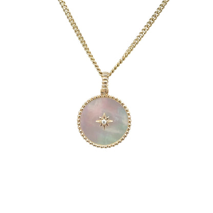 9ct Yellow Gold Mother of Pearl & Diamond Pendant