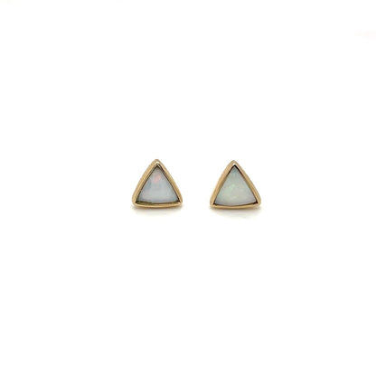 9ct Yellow Gold Triangle Opal Earrings