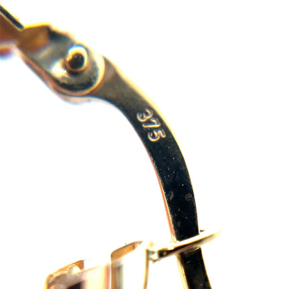 9ct Yellow, White & Rose Gold Russian Wedding Hoop Earrings