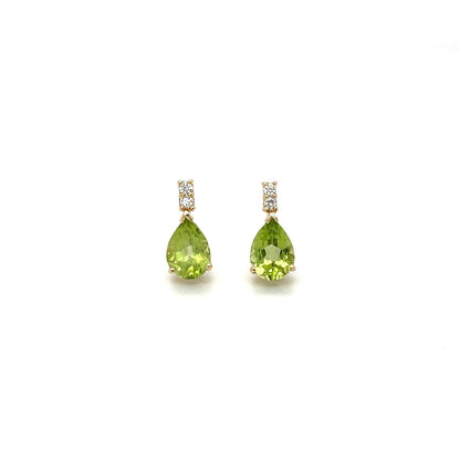 18ct Yellow Gold Peridot & Diamond Stud Earrings
