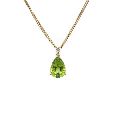 18ct Yellow Gold Peridot & Diamond Pendant
