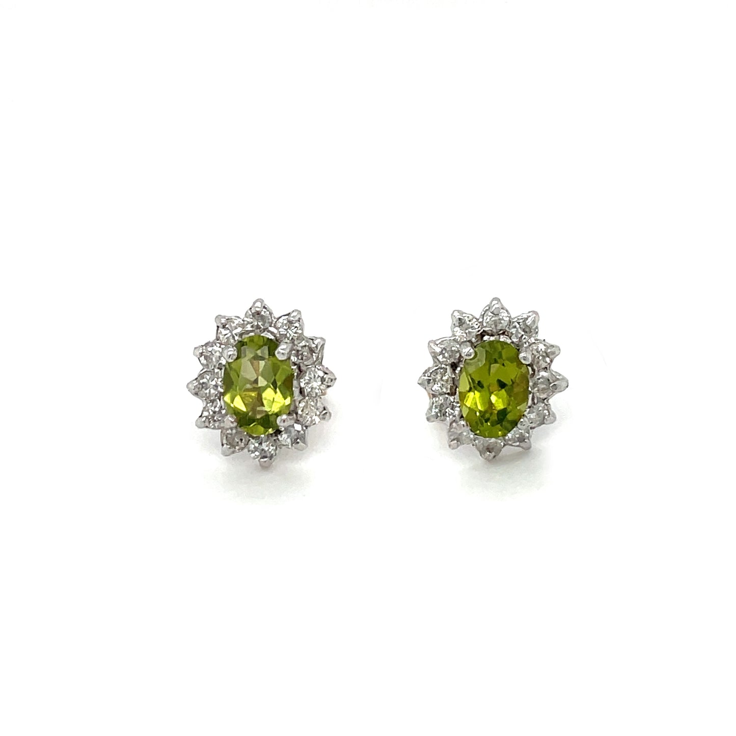 18ct Yellow & White Gold Diamond & Peridot Earrings