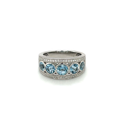Platinum Aquamarine & Diamond Dress Ring