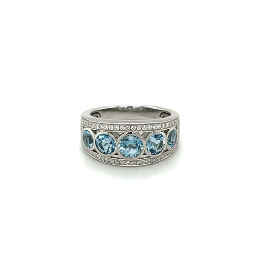 Platinum Aquamarine & Diamond Dress Ring
