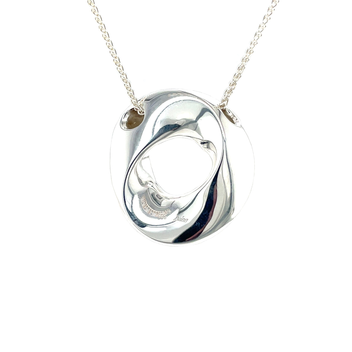 Silver Twist Circle Pendant & Chain (16-18")
