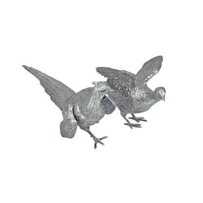 Solid Silver Pair of Pheasants