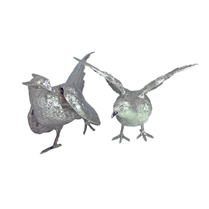 Solid Silver Pair of Pheasants