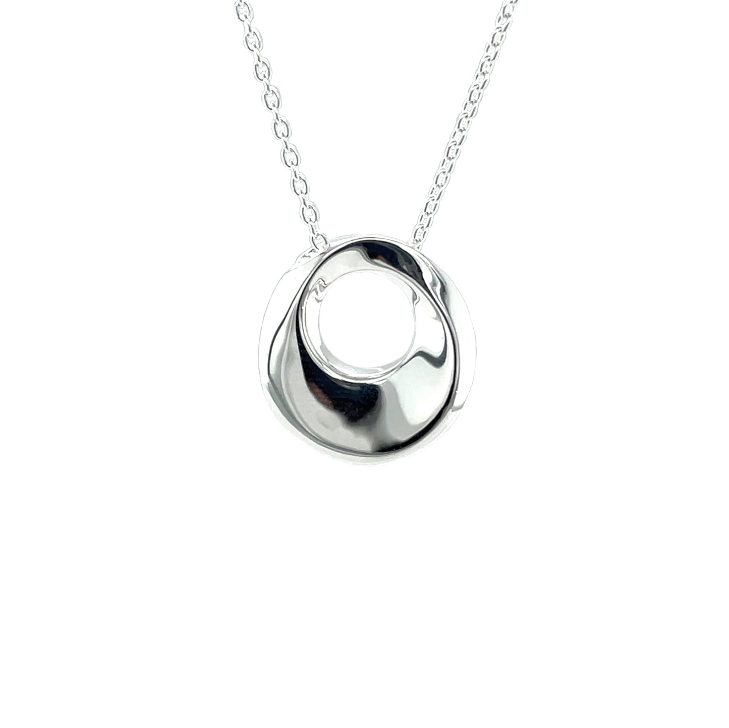 Silver Open Circle Pendant & Chain (16-18")