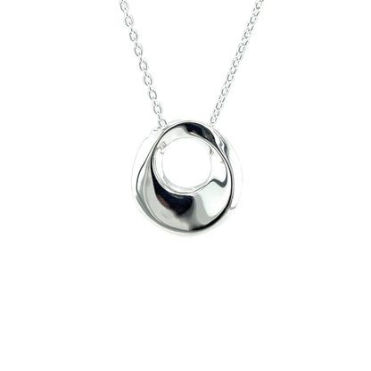 Silver Open Circle Pendant & Chain (16-18")