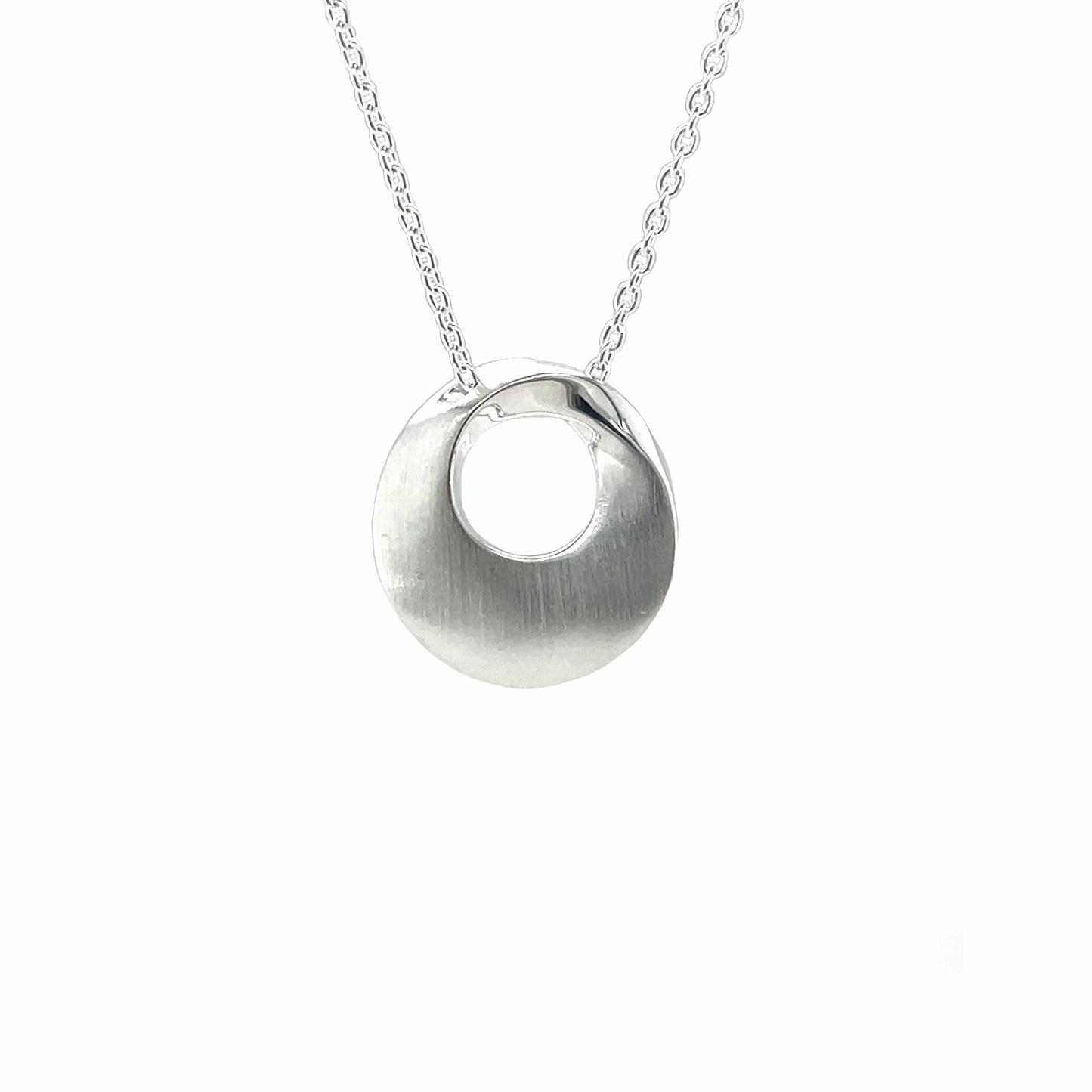 Silver Open Circle Pendant & Chain (16-18")