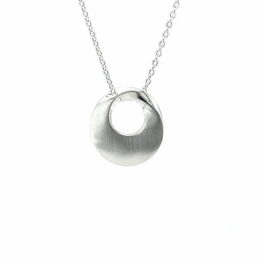 Silver Open Circle Pendant & Chain (16-18")