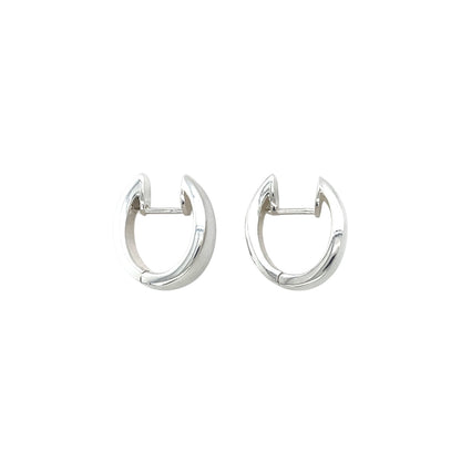 Silver Tapered Oval Huggie Hoop Earrings