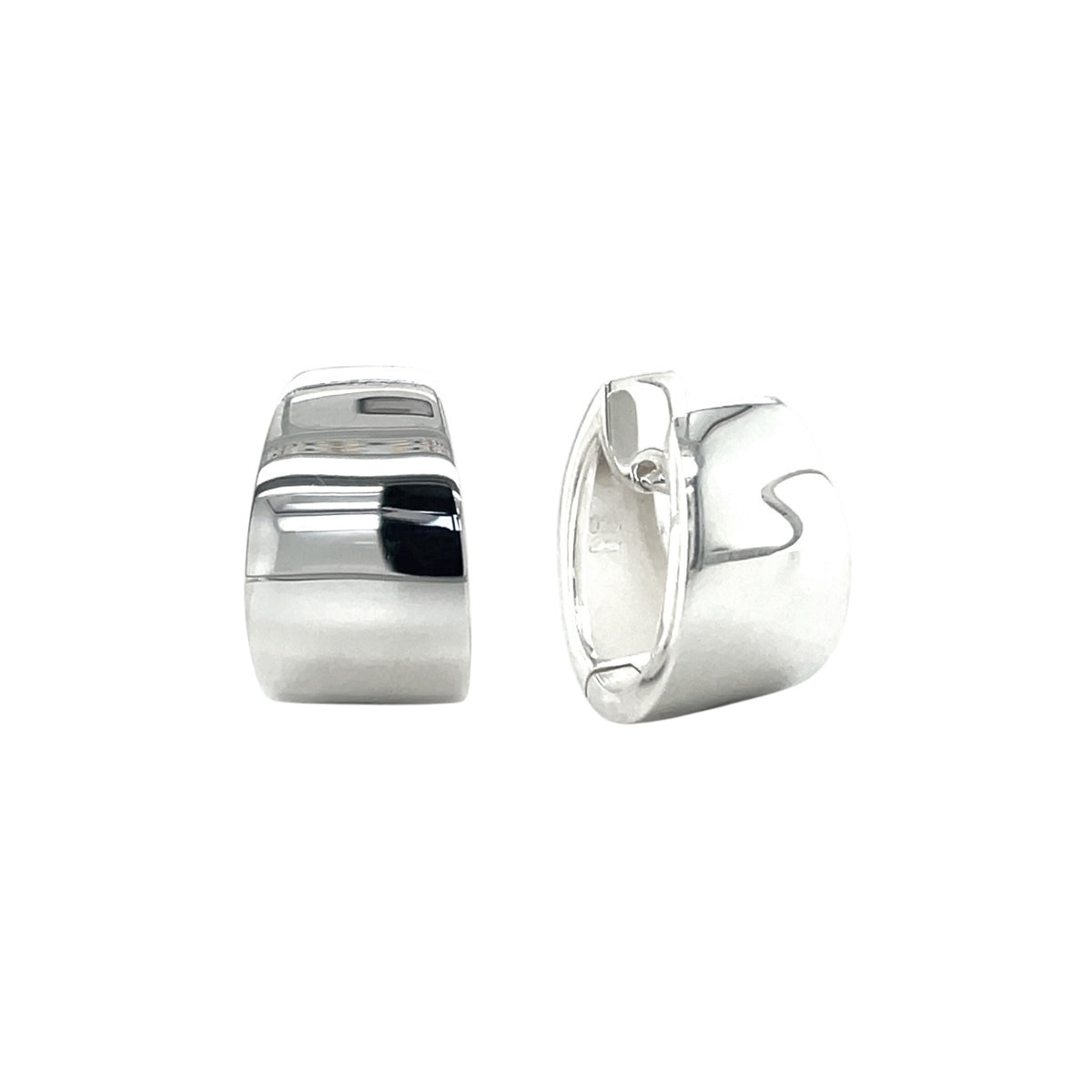 Silver Tapered Oval Huggie Hoop Earrings