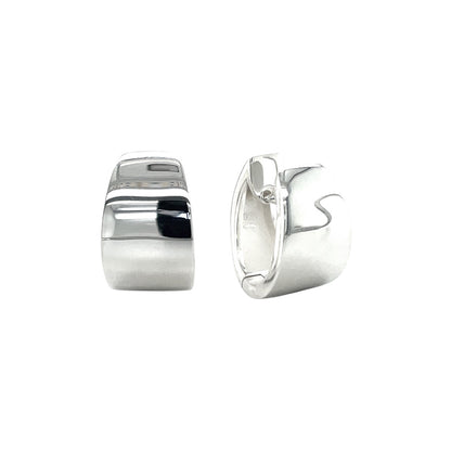 Silver Tapered Oval Huggie Hoop Earrings