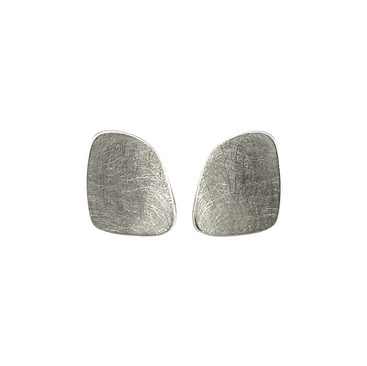 Silver Organic Matte Stud Earrings