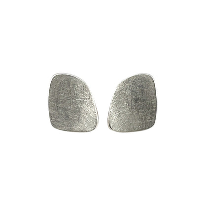 Silver Organic Matte Stud Earrings