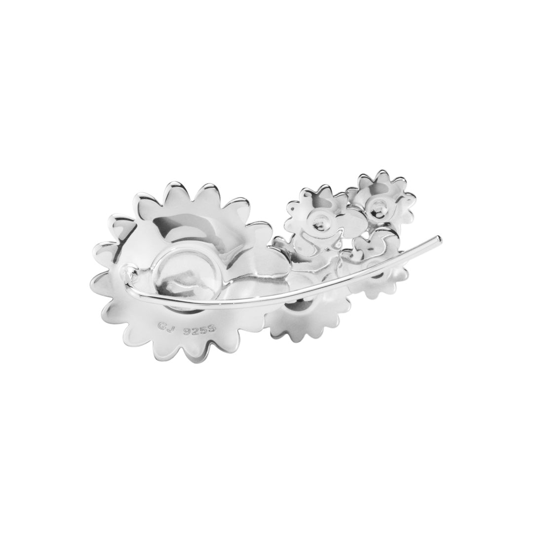 Silver Multi-colour Enamel Daisy Earcuff (Right)