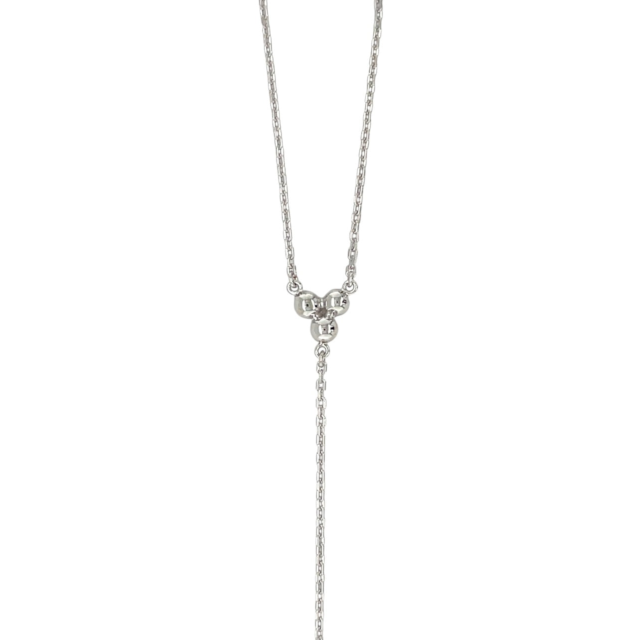 Silver Bead Lariat Adjsutable Necklace