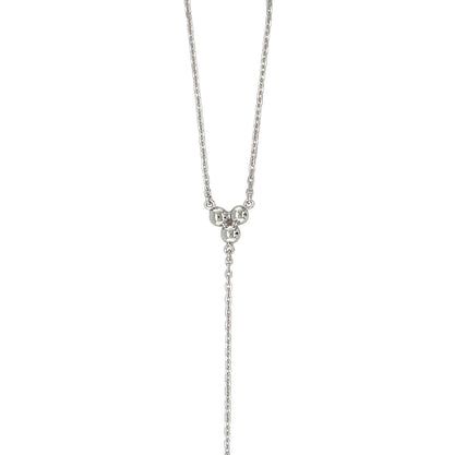 Silver Bead Lariat Adjsutable Necklace