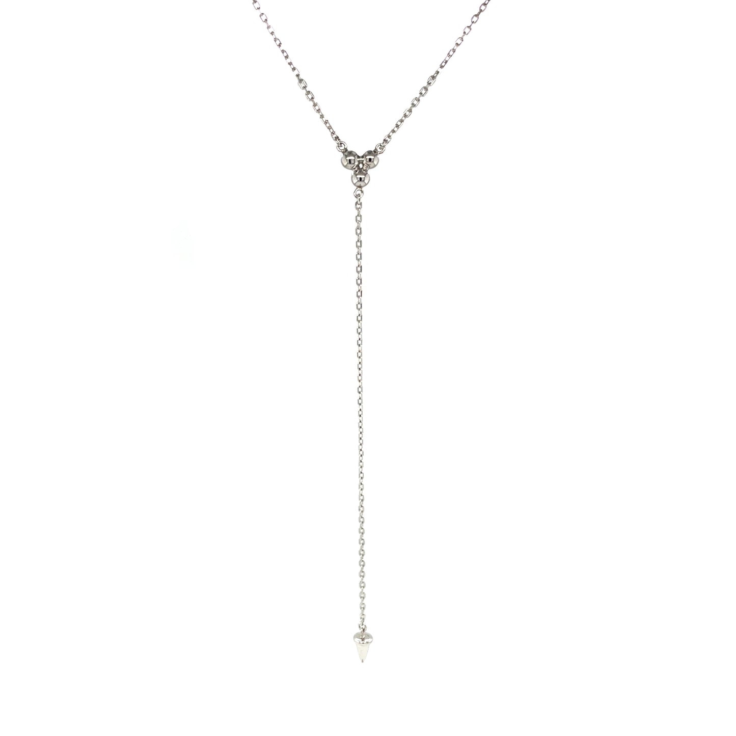 Silver Bead Lariat Adjsutable Necklace