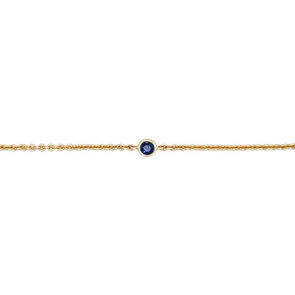 18ct Yellow Gold Sapphire & Diamond Station Necklace (16-18")