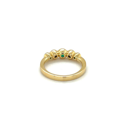 18ct Yellow Gold Emerald & Diamond Five-Stone Ring