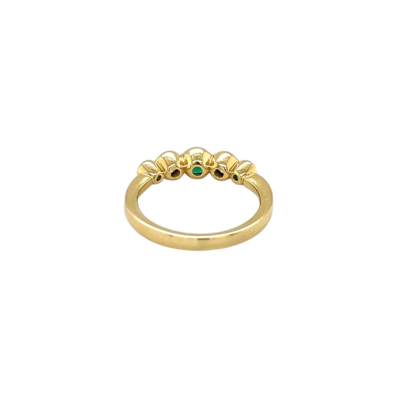 18ct Yellow Gold Emerald & Diamond Five-Stone Ring (L)