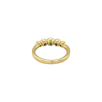 18ct Yellow Gold Emerald & Diamond Five-Stone Ring (L)