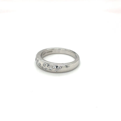 Platinum Half-Set Scattered Diamond Eternity Ring