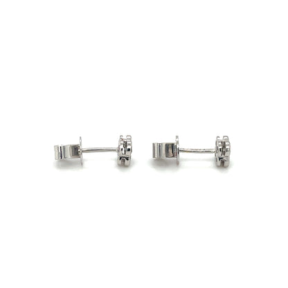 18ct White Gold Diamond Clover Cluster Stud Earrings