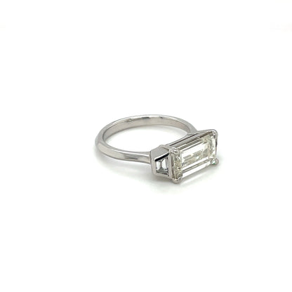 Platinum Three-Stone Baguette Diamond Ring