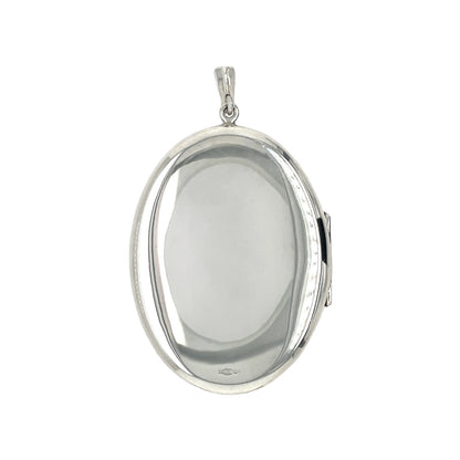 Silver Foliate Engraved Oval Locket (43mm) & Chain (16-18")