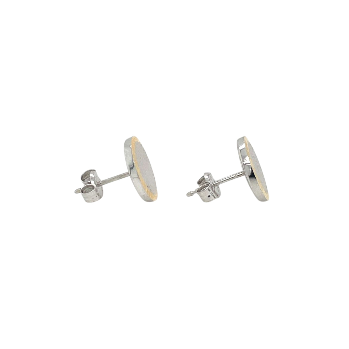 9ct Yellow & White Gold Engine Turned Flat Studs