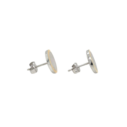 9ct Yellow & White Gold Engine Turned Flat Studs