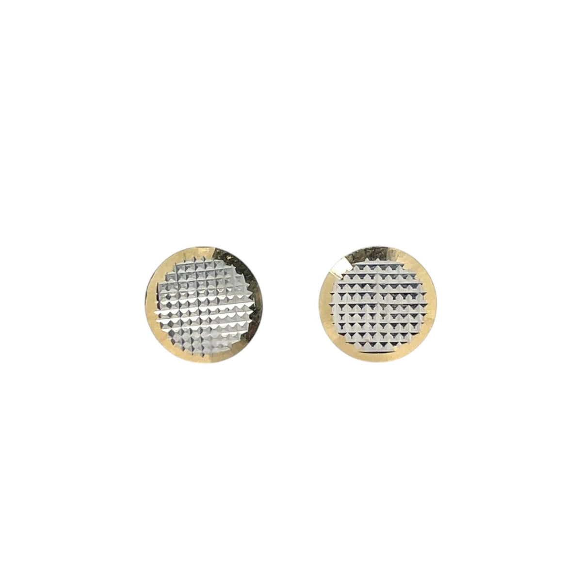 9ct Yellow & White Gold Engine Turned Flat Studs
