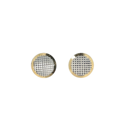 9ct Yellow & White Gold Engine Turned Flat Studs