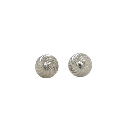 9ct White Gold Domed Swirl Stud Earrings