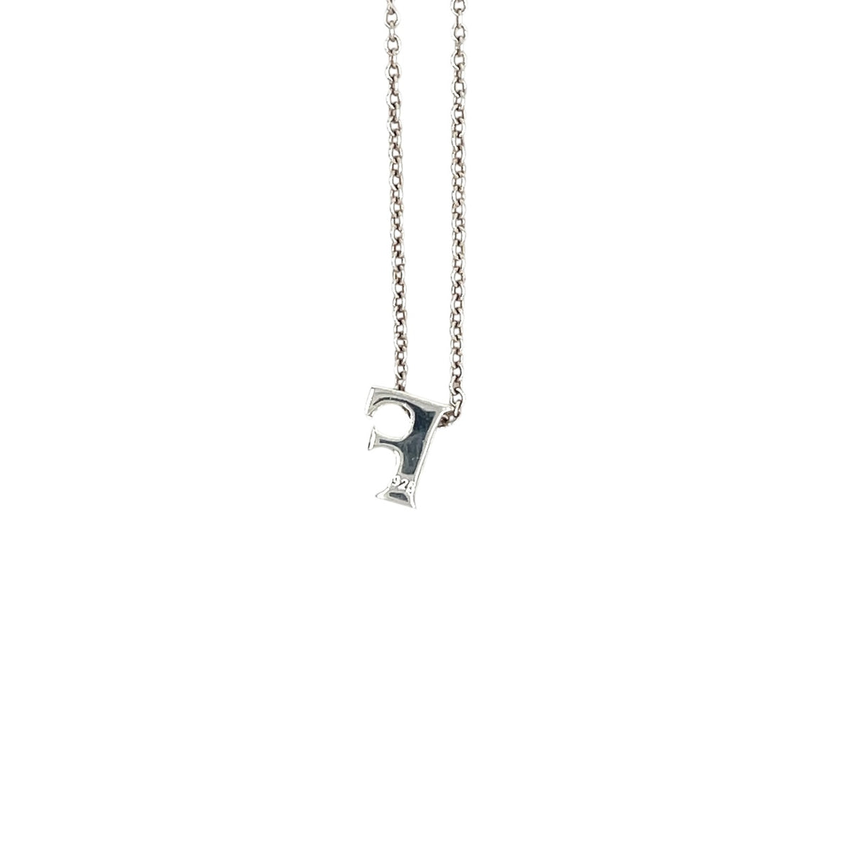 Silver 'F' Initial Slider Pendant & Chain (16-18")