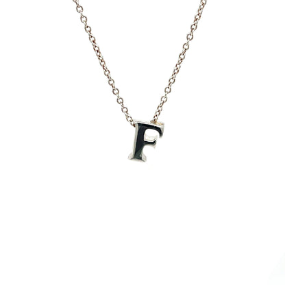 Silver 'F' Initial Slider Pendant & Chain (16-18")