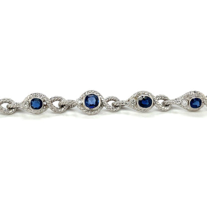 18ct White Gold Diamond & Sapphire Rope Bracelet