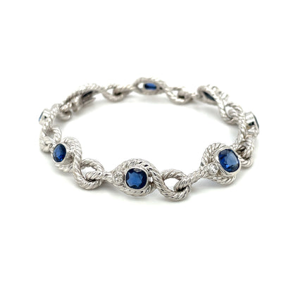 18ct White Gold Diamond & Sapphire Rope Bracelet