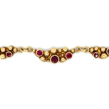 18ct Yellow Gold & Ruby Bubble Necklace