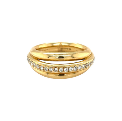 18ct Yellow Gold Layered Diamond Ring (M)
