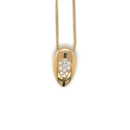 18ct Yellow Gold & Diamond Oval Pendant