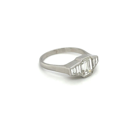 Platinum Art Deco Style Diamond Five-Stone Ring