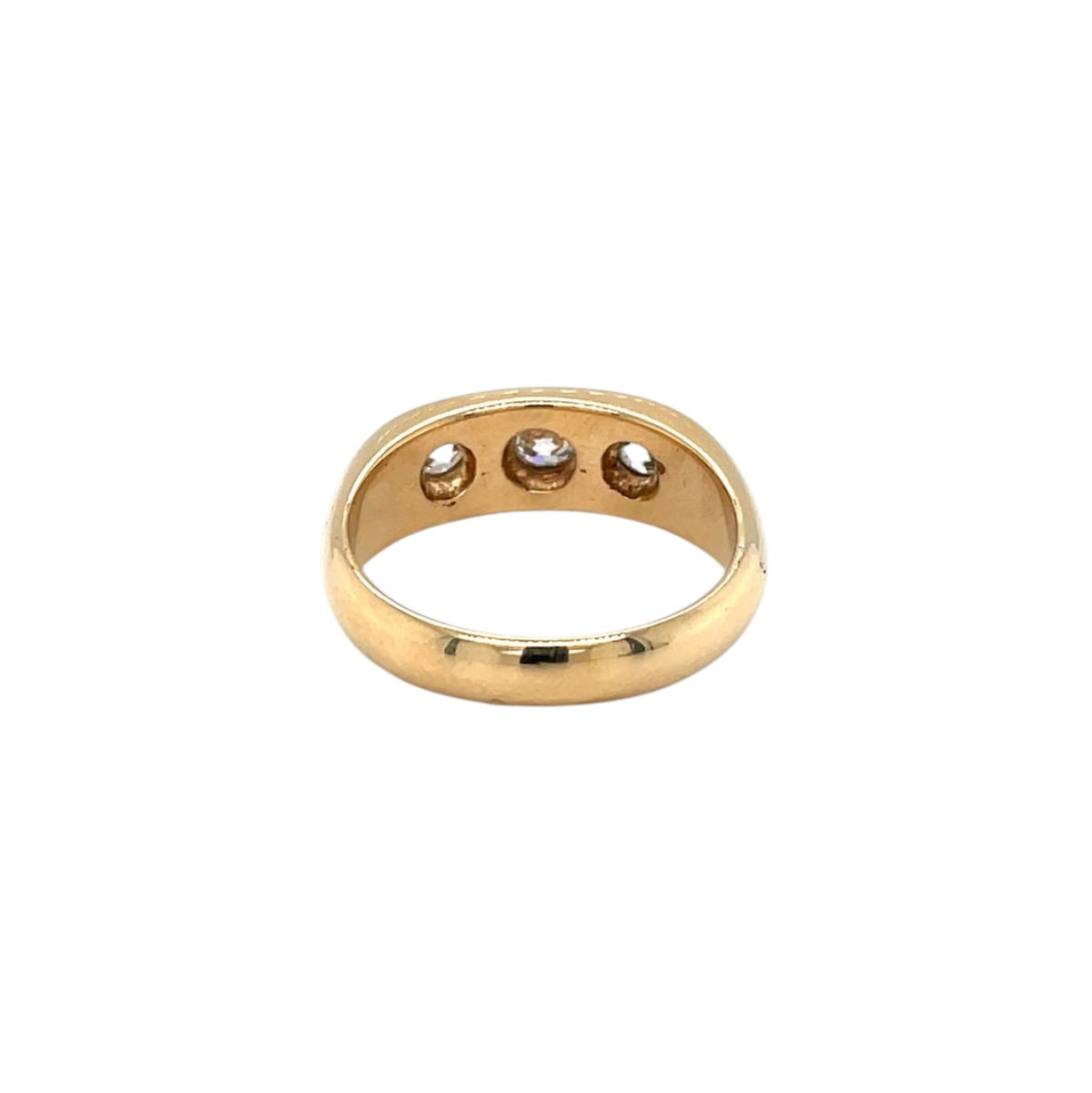 18ct Yellow Gold Vintage Three Diamond Gypsy Ring (T)