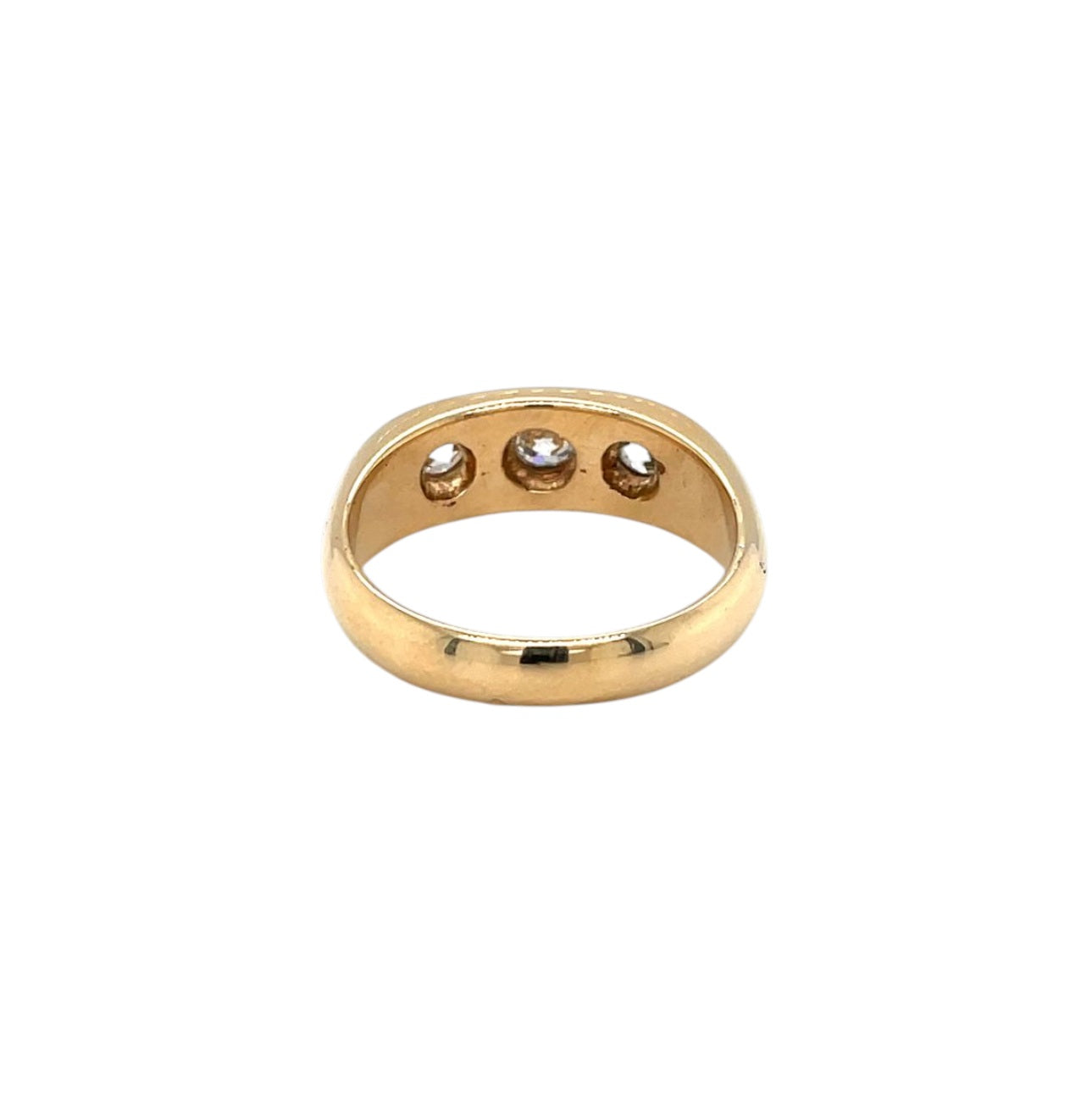 Vintage 18ct Yellow Gold Three Diamond Gypsy Ring (T)