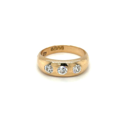 Vintage 18ct Yellow Gold Three Diamond Gypsy Ring