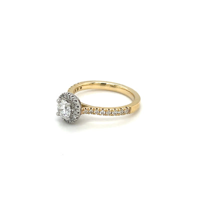 18ct Yellow Gold & Platinum Diamond Halo Ring